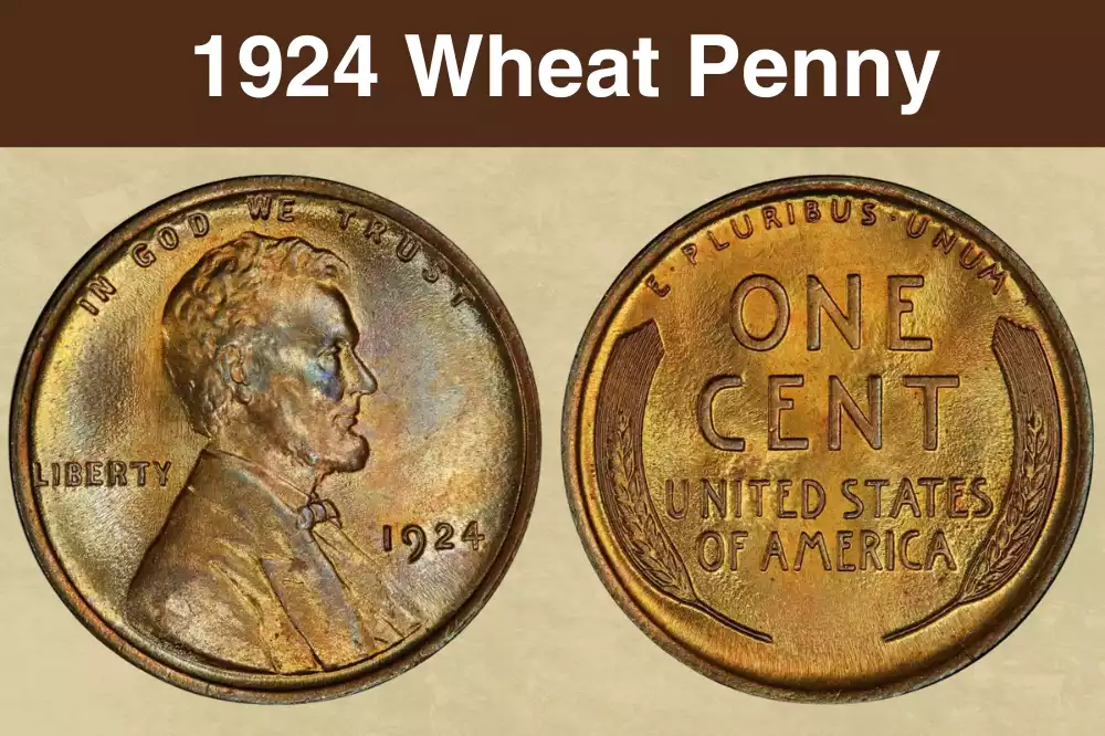 1924 Lincoln Wheat Penny obverse and reverse showing Lincoln portrait and wheat stalks